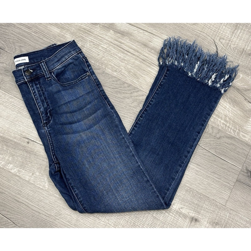 Sneak Peek Women's Juniors Size 5/w27 Frayed Hem Blue Jeans Dark Wash Denim EUC